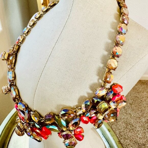 J Crew Crystal Statement Necklace WOW - Picture 1 of 10
